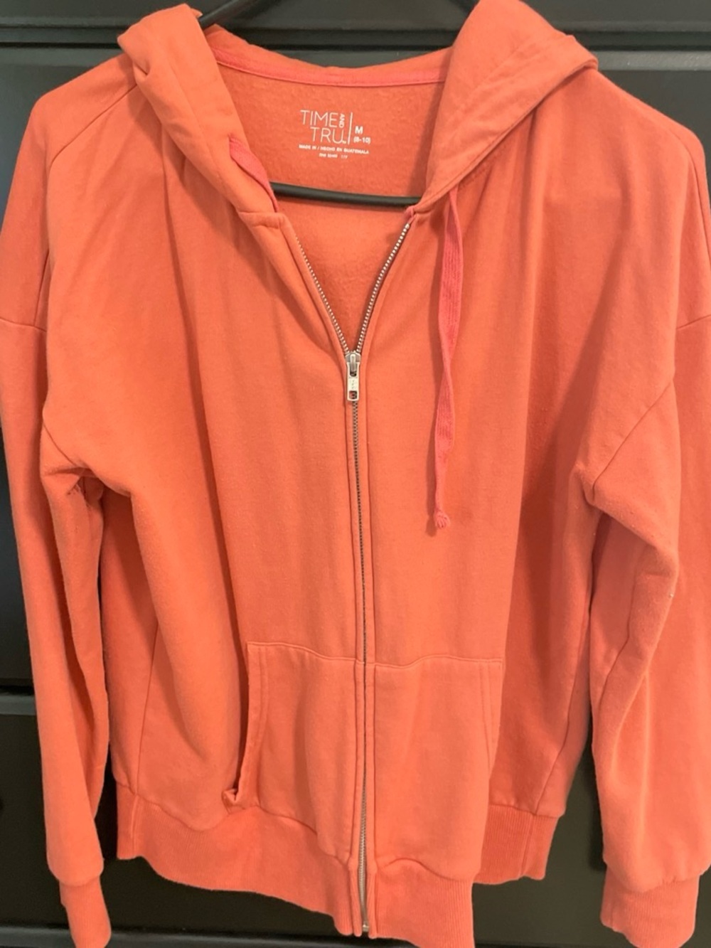 Time and Tru Coral-Orange Full-Zip Hoodie Jacket